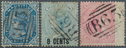 Mauritius: 1863/1879. A Small Selection Of "USED IN RODRIGUES" Including SG 62,4d Rose, SG 85, 8c On - Mauricio (...-1967)