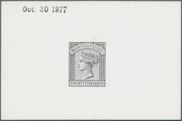 Mauritius: 1879/80. Queen Victoria 25c. Die Proof In Black On Glazed Card (92x60 Mm), Dated "Oct. 30 - Maurice (...-1967)