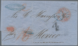 Mexiko: 1867 Incoming Mail: Stampless Folded Envelope (few Crincles) With Tax-cancel "4" And M/s "16 - Mexiko