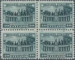 Mexiko - Dienstmarken: 1925, 30C. Overprinted OFICIAL, Bloc Of 4 Including 1x Variety OFICAIL, The V - Mexique