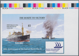 Nauru: 2005, 60 Years End Of WWII Complete Set Of Ten (ships, Airplanes, Tanks Etc.) In A Special Sh - Nauru