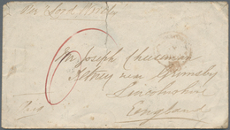 Neuseeland: 1851, "AUKLAND..." Red Crown Circle Cancel On Complete Folded Letter To London And Cover - Briefe U. Dokumente