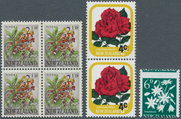 Neuseeland: 1960/1979, Lot Of Varieties: 2½d. Titoki Block Of Four With Shifted Colours; 6d. Pikiare - Storia Postale