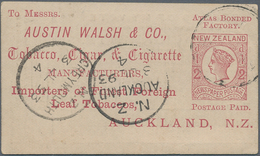 Neuseeland - Ganzsachen: 1893 (3.7.), PTPO Stat. Postcard QV ½d. Rose 'newspaper Postage' With Print - Entiers Postaux