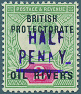 Nigerküste: 1893. "HALF / PENNY" On 2d Grey-green And Carmine, Type 3 Surcharge In Violet, Old Calab - Autres & Non Classés