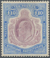 Nyassaland: 1908-11 KEVII. £10 Purple & Ultramarine, Mint Lightly Hinged, Lightly Faded Colours But - Nyassaland