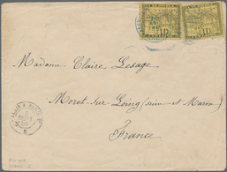 Panama: 1887 10c. Black On Yellow, Two Singles From Stone III, Used On Cover From Panama To Moret-Su - Panama