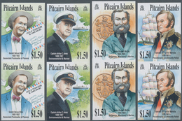Pitcairn: 2002, PITCAIRN: Personalities Complete Set Of Four In Vertical IMPERFORATE Pairs, Mint Nev - Pitcairn Islands