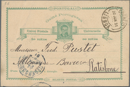 Portugiesisch-Guinea: 1891, 30 Reis Stationery Card From Bissau Via Lisboa To Bavaria. - Portugiesisch-Guinea