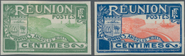 Reunion: 1907, Definitives "Pictorials", Design "St.Denis Harbour/Coat Of Arms", Two Imperforate Pro - Briefe U. Dokumente