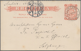 Rhodesien: 1905 (4.10.), Reply-postcard 1d.+1d. Coat Of Arms Used From PLUMTREE To Salzburg/Austria - Autres & Non Classés