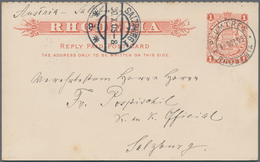 Rhodesien: 1905 (4.10.), Reply-postcard 1d.+1d. Coat Of Arms Used From PLUMTREE To Salzburg/Austria - Andere & Zonder Classificatie