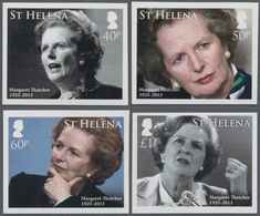 St. Helena: 2013, Death Of Margaret Thatcher Complete IMPERFORATE Set Of Four And The Imperf. Miniat - St. Helena