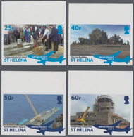 St. Helena: 2016, Airport Construction Complete IMPERFORATE Set Of Four From Upper Margins And The I - Sint-Helena