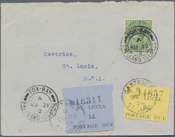 St. Lucia - Portomarken: 1930 Postage Dues 1d. And 2d. Together On Insuff. Franked Cover From Fox Ba - St.Lucia (1979-...)