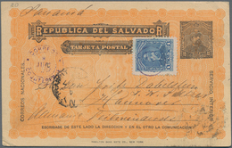 El Salvador - Ganzsachen: 1893, Two Stationery Cards: 3 C And 2 C Uprated 1 C Sent From "SANTA ANA D - Salvador