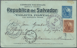 El Salvador - Ganzsachen: 1894, Two Stationery Double-cards: 2 C Uprated 1 C And 3 C Both Sent From - El Salvador