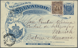 El Salvador - Ganzsachen: 1896, Two Stationery Cards: 1 C Uprated 2 C And 2 C Uprated 1 C Both Sent - Salvador