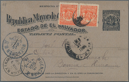 El Salvador - Ganzsachen: 1898, Two Stationery Cards: 1 C Uprated 2x 1 C And 2 C Uprated 1 C Both Se - El Salvador