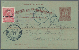 El Salvador - Ganzsachen: 1899, Two Stationery Cards: 2 C Uprated Uprated "1900 1 CENTAVO" And 1 C U - El Salvador