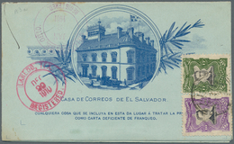 El Salvador - Ganzsachen: 1903, Stationery Double Letter-card 5 C Blue Total IMPERFORATED Uprated 10 - Salvador