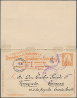 El Salvador - Ganzsachen: 1905, Stationery Double Card (separated), Question Card Used Commercially - El Salvador