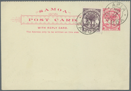 Samoa: 1886, Three Stationery Cards: 1 D Blue Mint In Two Different Papers (one Uprated) And Questio - Samoa