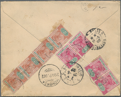 Seychellen: 1902, Stationery Envelope 18c. On 30c. Brown, Uprated On Reverse By Two Horizontal Pairs - Seychellen (...-1976)