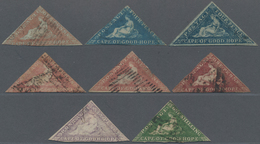 Kap Der Guten Hoffnung: 1853-63 Group Of 8 Triangles, With 1d. And Two Of 4d. On More Or Less Blued - Kaap De Goede Hoop (1853-1904)