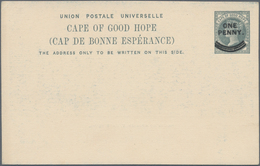 Kap Der Guten Hoffnung - Ganzsachen: 1897, Postcard QV 1½d. Grey With DOUBLE SURCHARGE 'ONE / PENNY' - Cap De Bonne Espérance (1853-1904)