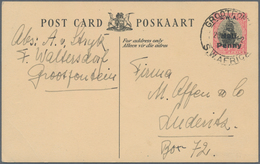 Südwestafrika: 1934 (29.11.?), Unissued South African Stat. Postcard Ship-type 1d. Red/grey With Opt - Africa Del Sud-Ovest (1923-1990)