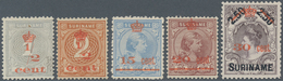 Surinam: 1911, Provisional Definitives Complete Surcharged Set Of Five, Unused Without Gum And A Sca - Surinam ... - 1975