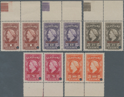 Surinam: 1945, Definitives Wilhelmina, 1gld.-10gld., Five Values With Specimen Overprint And Punchin - Suriname ... - 1975