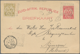Swaziland: 1894 (9.12.), Transvaal Stat. Postcard 1d. Red Uprated With 2d. Olive-bistre Commercially - Swasiland (...-1967)