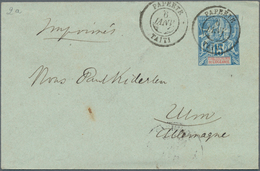 Tahiti: 1891/1902, Two Stationery Envelopes 15 C Blue/red And 25 C Black/red Both Sent With Double C - Tahiti