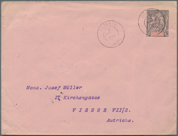 Tahiti: 1896, Stationery Envelope 25 C. Grey/red Sent From "PAPEETE 1 DEC 02" Via "SAN FRANCISCO FEB - Tahiti