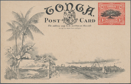 Tonga: 1907, Four Pictorial Stat. Postcards 1d. Native Tree Showing Different Views On Reverse Incl. - Tonga (...-1970)