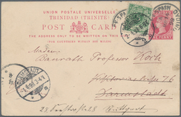 Trinidad Und Tobago: 1898, Stationery Card QV 1 D. Carmine Sent From "PORT OF SPAIN MR 14 98" To Dar - Trindad & Tobago (1962-...)