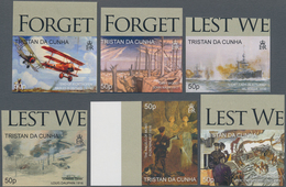 Tristan Da Cunha: 2008, 90 Years End Of WWI (paintings) Complete IMPERFORATE Set Of Six And The Impe - Tristan Da Cunha