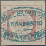 Uruguay: 1860, Sol De Mayo 60 C. Lilac, Large Margins, With Ideal Centered Scarce Postmark ARREDONDO - Uruguay