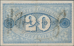 Uruguay: 1868-1931 Three Unusual Items: 1.) 1868 Banknote 20$ From Montevideo, 2) Registered Airmail - Uruguay