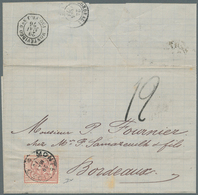 Uruguay: 1876, Letter With 20 Cent. From MONTEVIDEO To Bordeaux Mit "12" Taxation And Shipletter Can - Uruguay