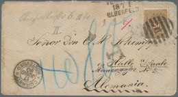 Uruguay: 1877, 20 C Yellow-brown Tied By Barr-cancel "D" On Envelope (minor Round Corners) Sent Via - Uruguay