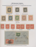 Uruguay: 1883, 2c. Red "Coat Of Arms", Specialised Assortment Incl. Plate/die Proofs, Five Colour Tr - Uruguay