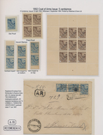 Uruguay: 1892, Definitives "Coat Of Arms/Symbols", 5c. Blue, Specialised Assortment Incl. Die/plate - Uruguay