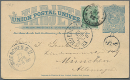 Uruguay - Ganzsachen: 1892, Two Stationery Double Cards: 2 C Blue On Buff And 2 C Blue On Pale Blue - Uruguay