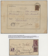 Venezuela: 1887/1893, Avis De Reception, Two Pieces: 25c. Brown Single Franking On Receipt Form From - Venezuela