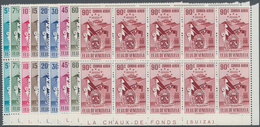 Venezuela: 1952, Coat Of Arms 'ARAGUA‘ Airmail Stamps Complete Set Of Nine In Blocks Of Ten From Low - Venezuela