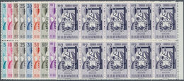 Venezuela: 1952, Coat Of Arms 'BOLIVAR‘ Airmail Stamps Complete Set Of Nine In Blocks Of Ten From Ri - Venezuela