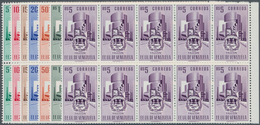 Venezuela: 1953, Coat Of Arms 'FALCON‘ Normal Stamps Complete Set Of Seven In Blocks Of Ten From Rig - Venezuela